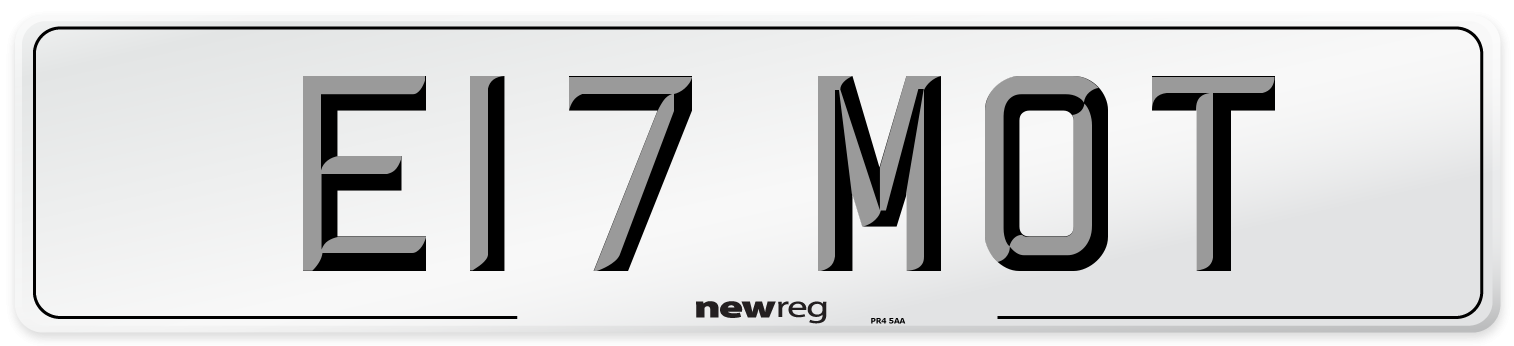 E17 MOT Number Plate from New Reg